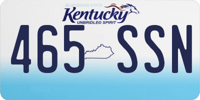 KY license plate 465SSN