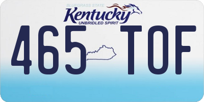 KY license plate 465TOF