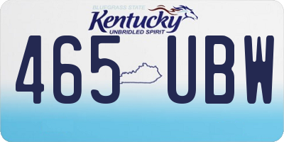 KY license plate 465UBW