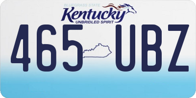 KY license plate 465UBZ