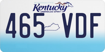 KY license plate 465VDF