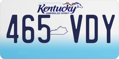 KY license plate 465VDY