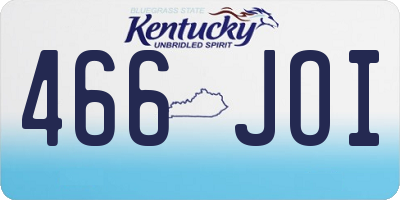 KY license plate 466JOI
