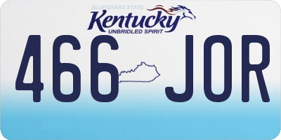 KY license plate 466JOR