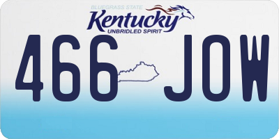KY license plate 466JOW