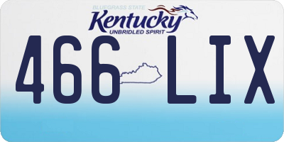 KY license plate 466LIX