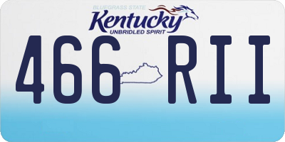 KY license plate 466RII