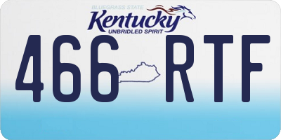 KY license plate 466RTF