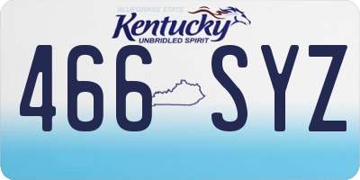KY license plate 466SYZ