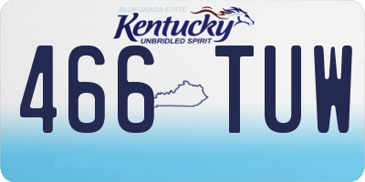 KY license plate 466TUW