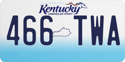 KY license plate 466TWA