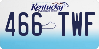 KY license plate 466TWF
