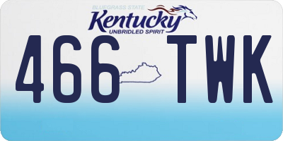 KY license plate 466TWK