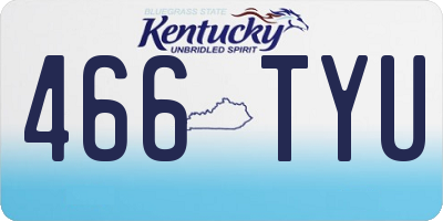 KY license plate 466TYU