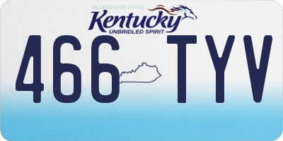 KY license plate 466TYV