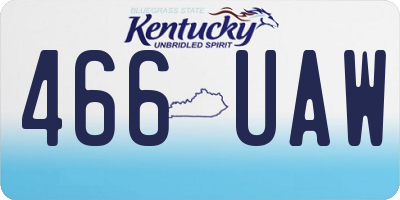 KY license plate 466UAW