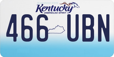 KY license plate 466UBN