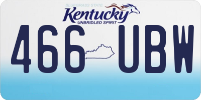 KY license plate 466UBW