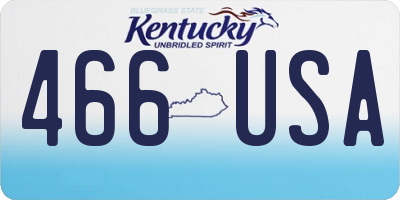 KY license plate 466USA
