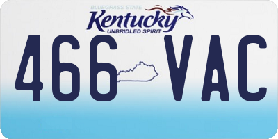 KY license plate 466VAC