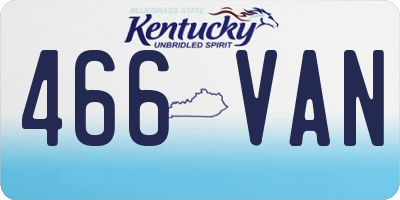KY license plate 466VAN