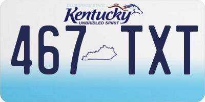 KY license plate 467TXT