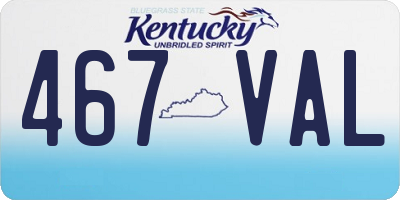 KY license plate 467VAL