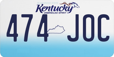 KY license plate 474JOC