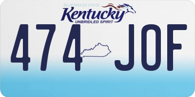 KY license plate 474JOF