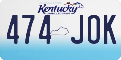 KY license plate 474JOK