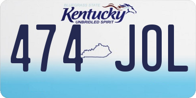 KY license plate 474JOL