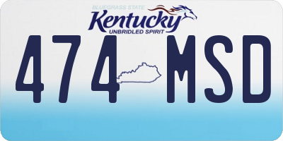KY license plate 474MSD