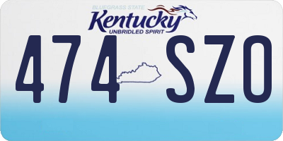 KY license plate 474SZO