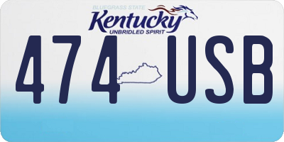 KY license plate 474USB