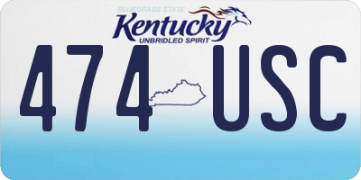 KY license plate 474USC