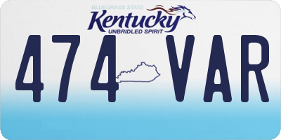 KY license plate 474VAR