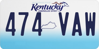 KY license plate 474VAW