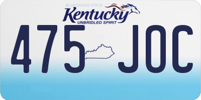KY license plate 475JOC