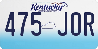 KY license plate 475JOR