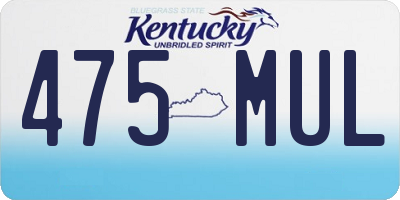 KY license plate 475MUL