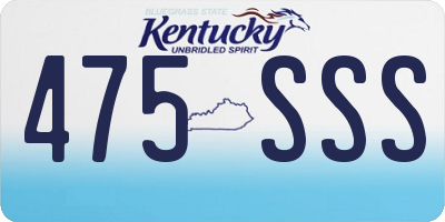 KY license plate 475SSS