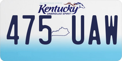 KY license plate 475UAW