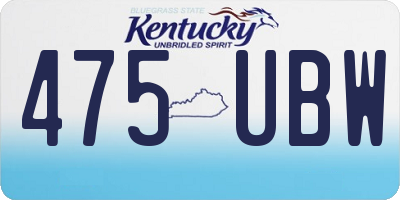 KY license plate 475UBW