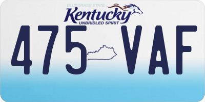 KY license plate 475VAF