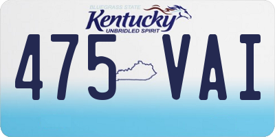 KY license plate 475VAI