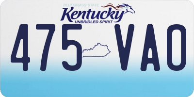 KY license plate 475VAO