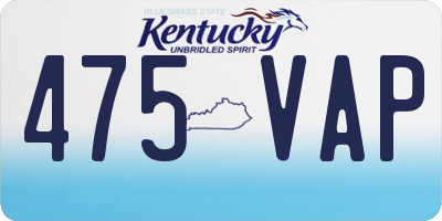 KY license plate 475VAP