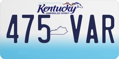 KY license plate 475VAR
