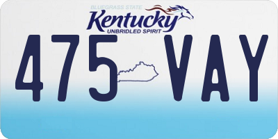 KY license plate 475VAY