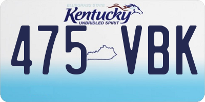 KY license plate 475VBK